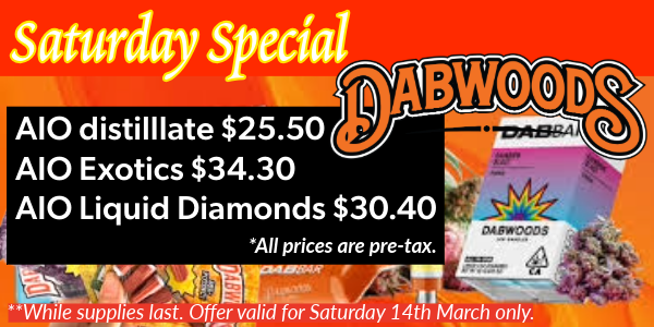 Dabwoods vapes at discounted prices on Saturday only
