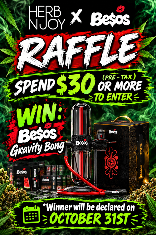 Spend $30 (pre-tax) or more to enter a raffle to win a Besos Gravity Bong. WInner will be announced on Oct-31